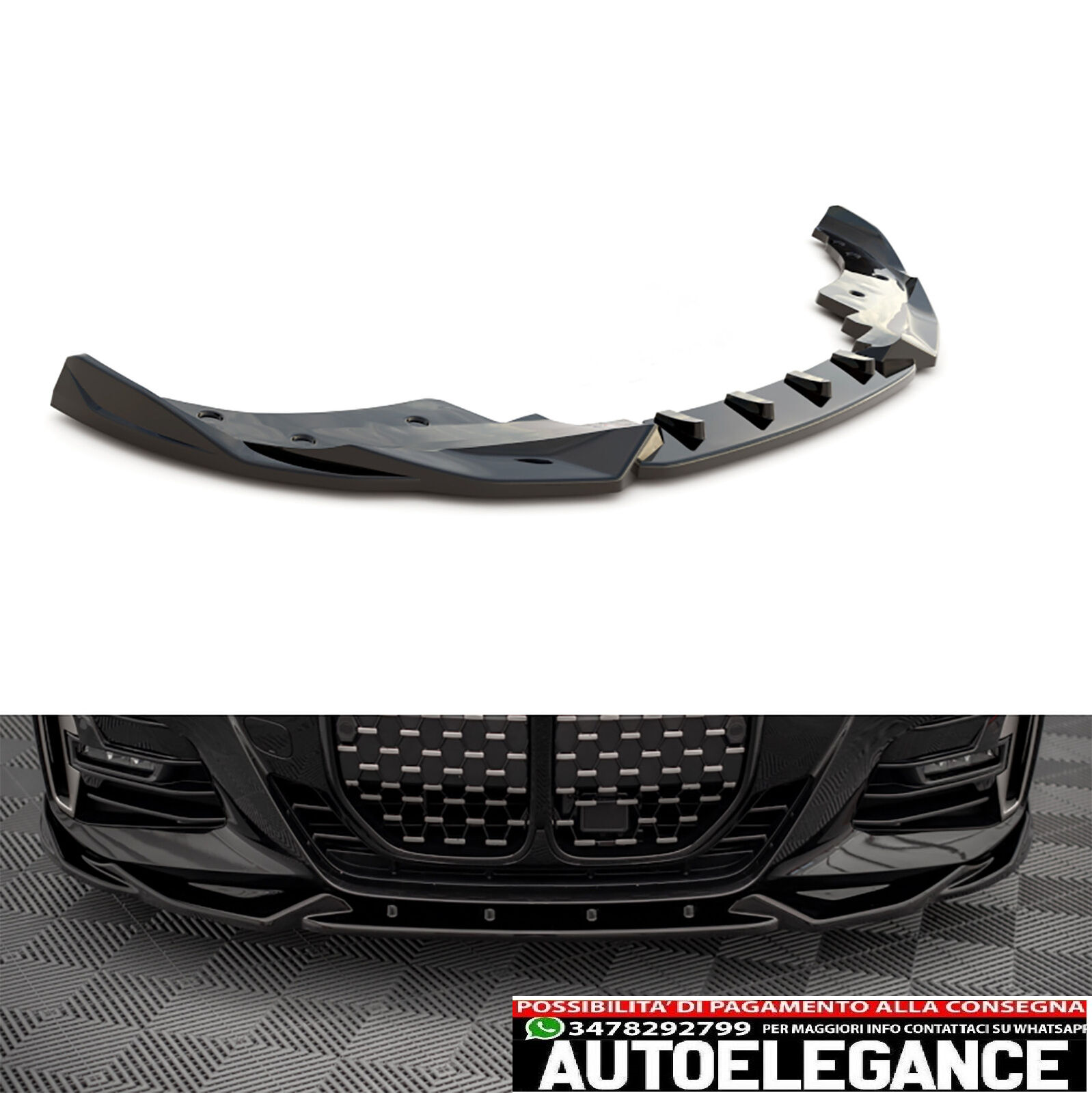Labio Delantero Labio Spoiler Negro Brillante para BMW Serie 2 F22 F23 M Paquete