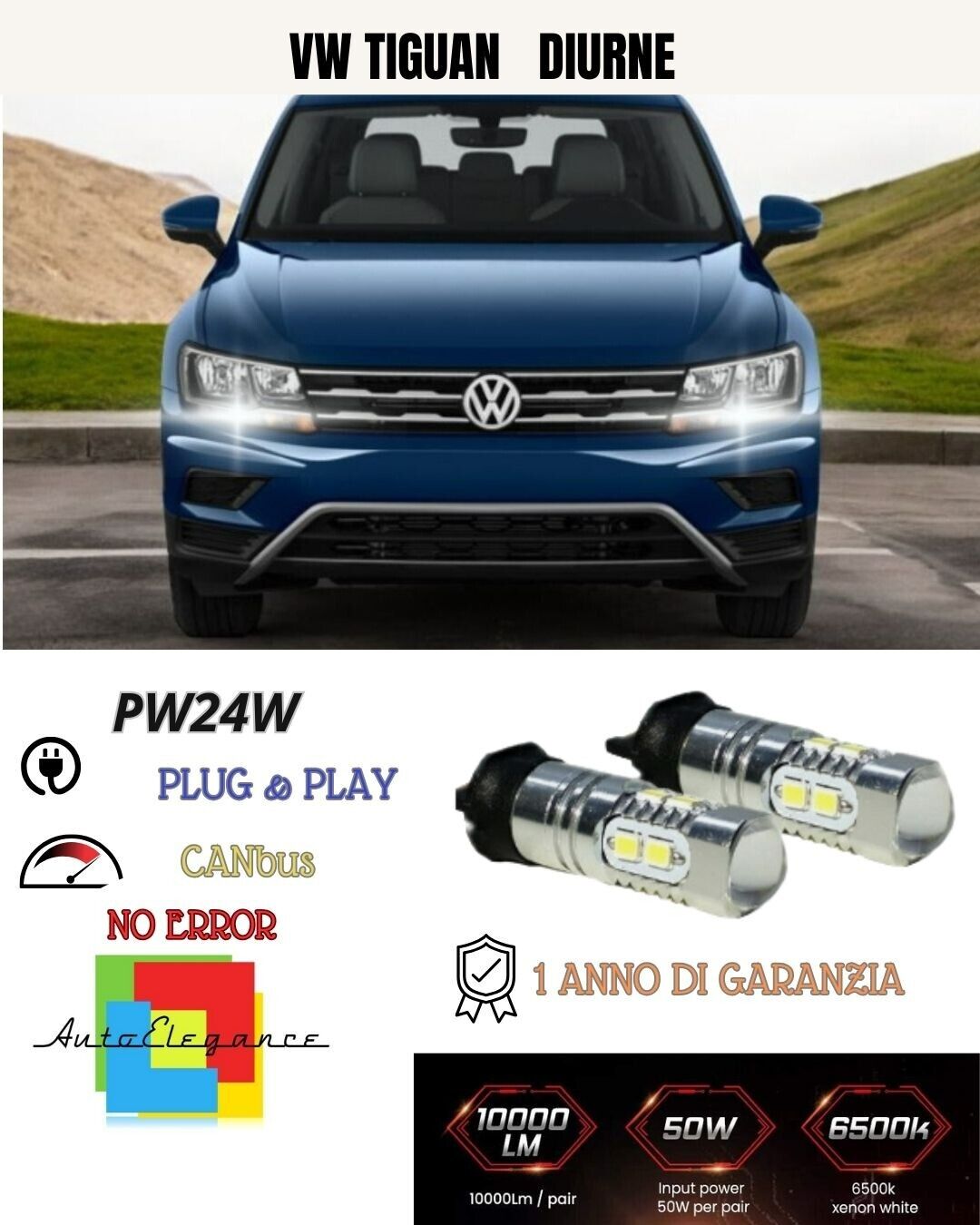Paar Tagfahrlicht DRL 10 LED PW24W Canbus VW Tiguan MK2 6000K Kein Fehler