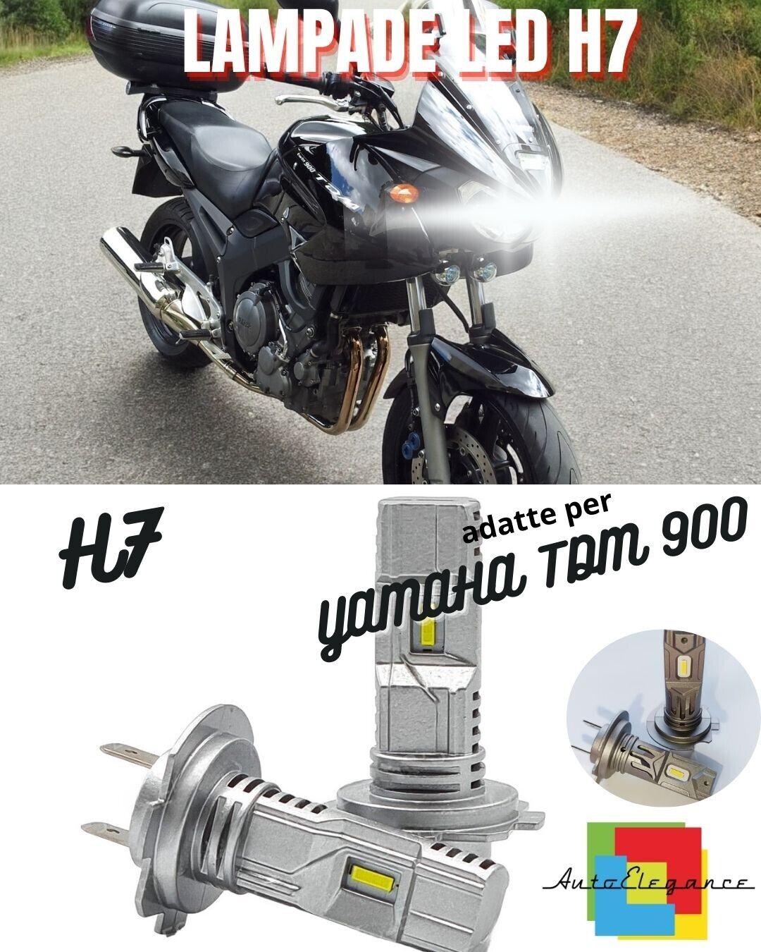 LAMPADA LED H7 6000K CANBUS 3000 LM PER ABBAGLIANTI YAMAHA TDM 900 2 Pezzi
