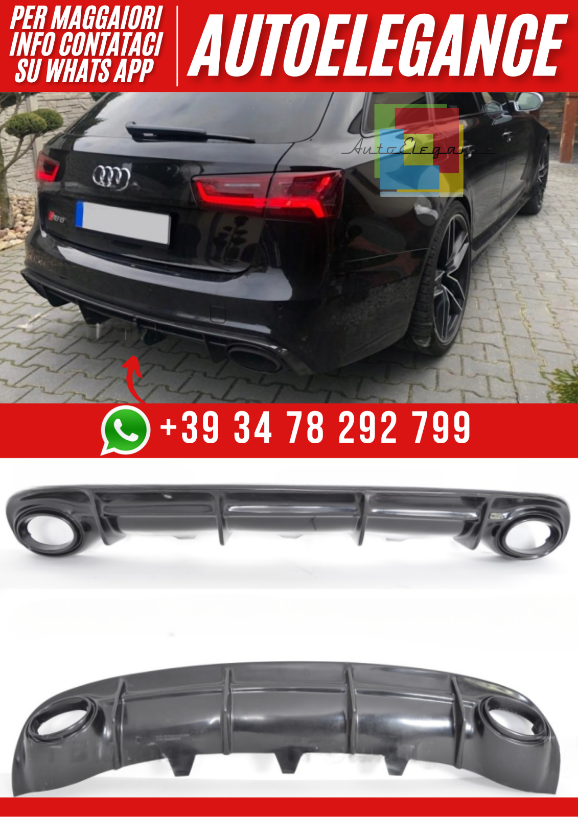 Diffuseur Arri&egrave;re Audi A6 C7 Avant 2011 &ndash;2014 &ndash; Version 6