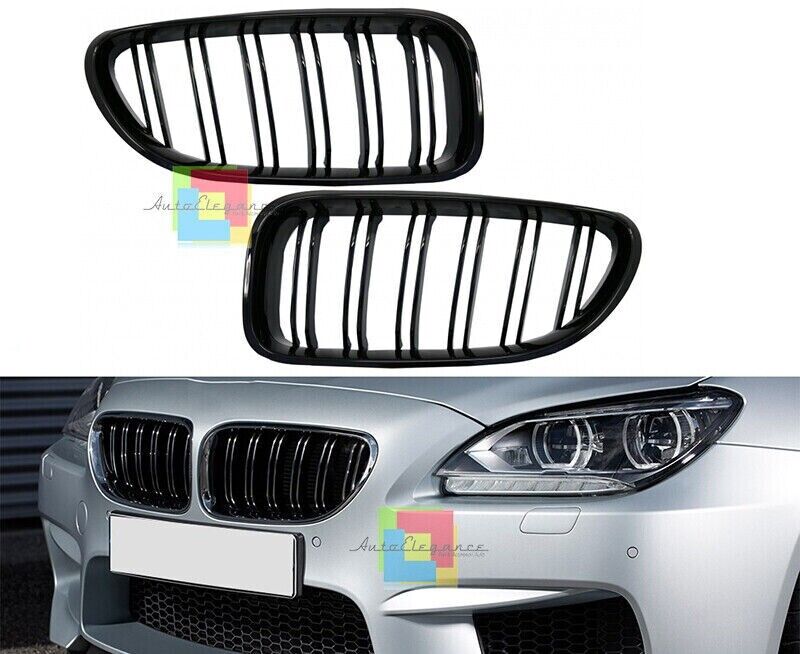 K&Uuml;HLERGRILL GL&Auml;NZEND SCHWARZ M DOPPELSTREIFEN BMW 6ER F06 F12 F13