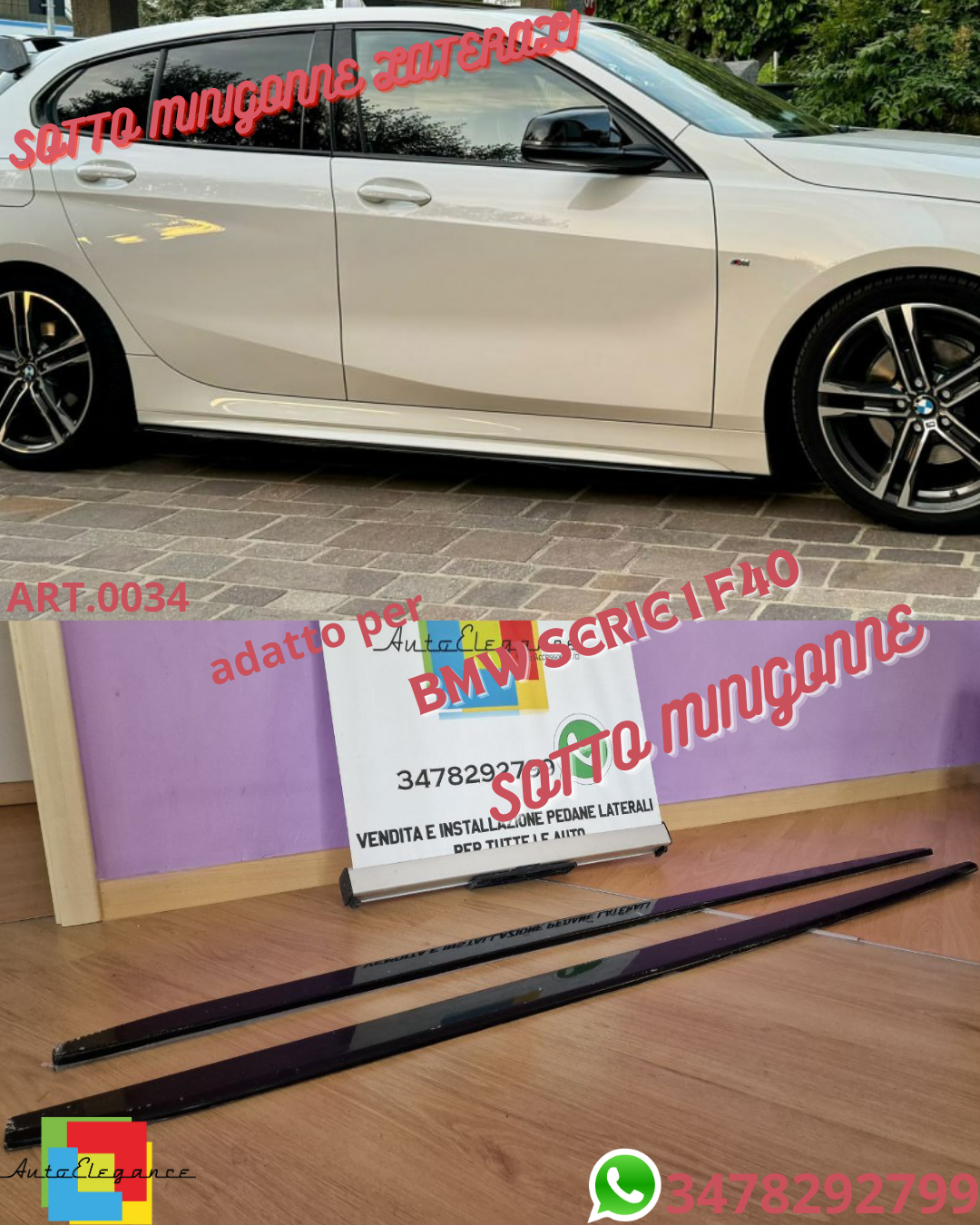 BMW Serie 1 F40  Unten Schweller Seitenlichter Schwarz Gl&auml;nzend Sport ABS