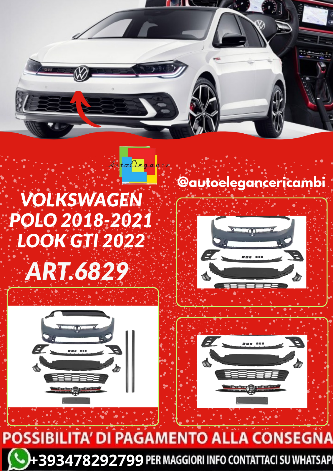 ART.6829 KIT CARROSSERIE VOLKSWAGEN POLO 2018–2021 LOOK GTI 2022