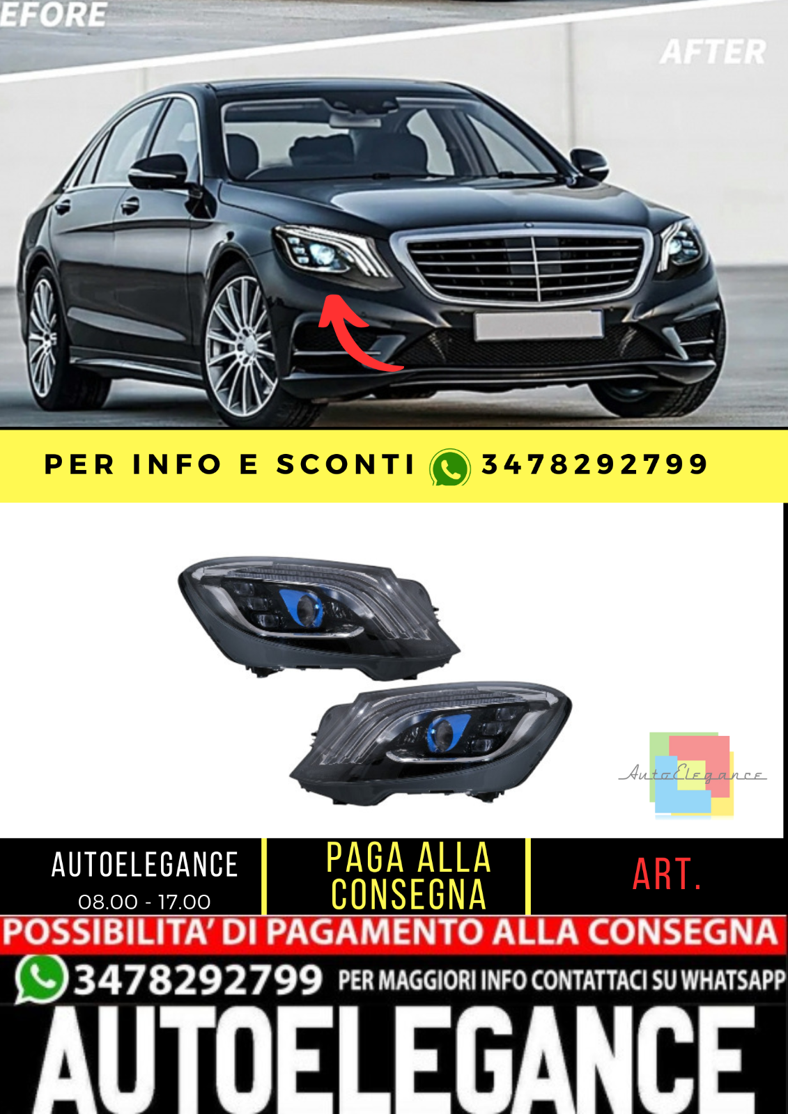 Fari full LED adatti per Mercedes Classe S W222