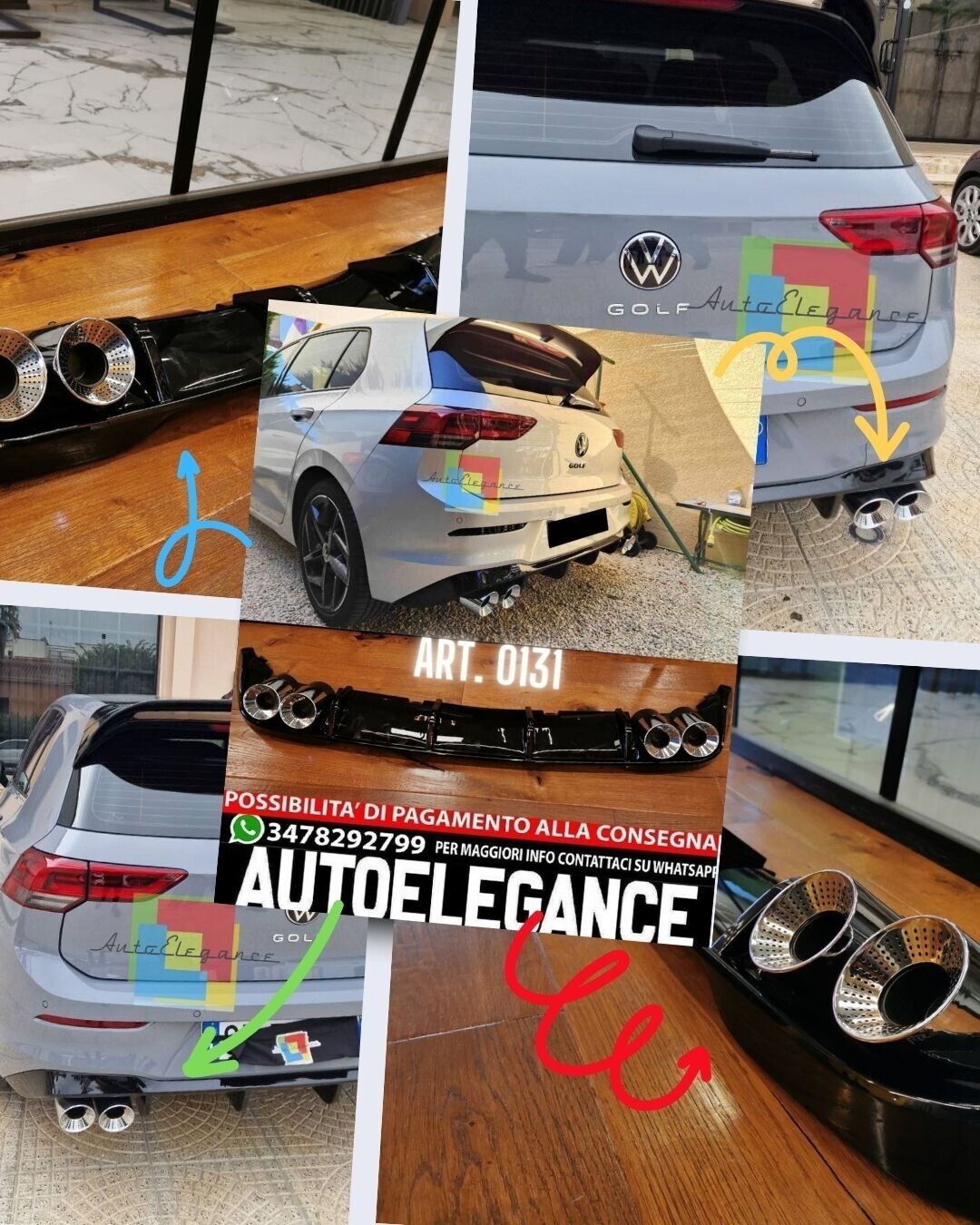 HECKDIFFUSOR PASSEND F&Uuml;R VW GOLF 8 2+2 LOOK R SPORTLICHES DESIGN