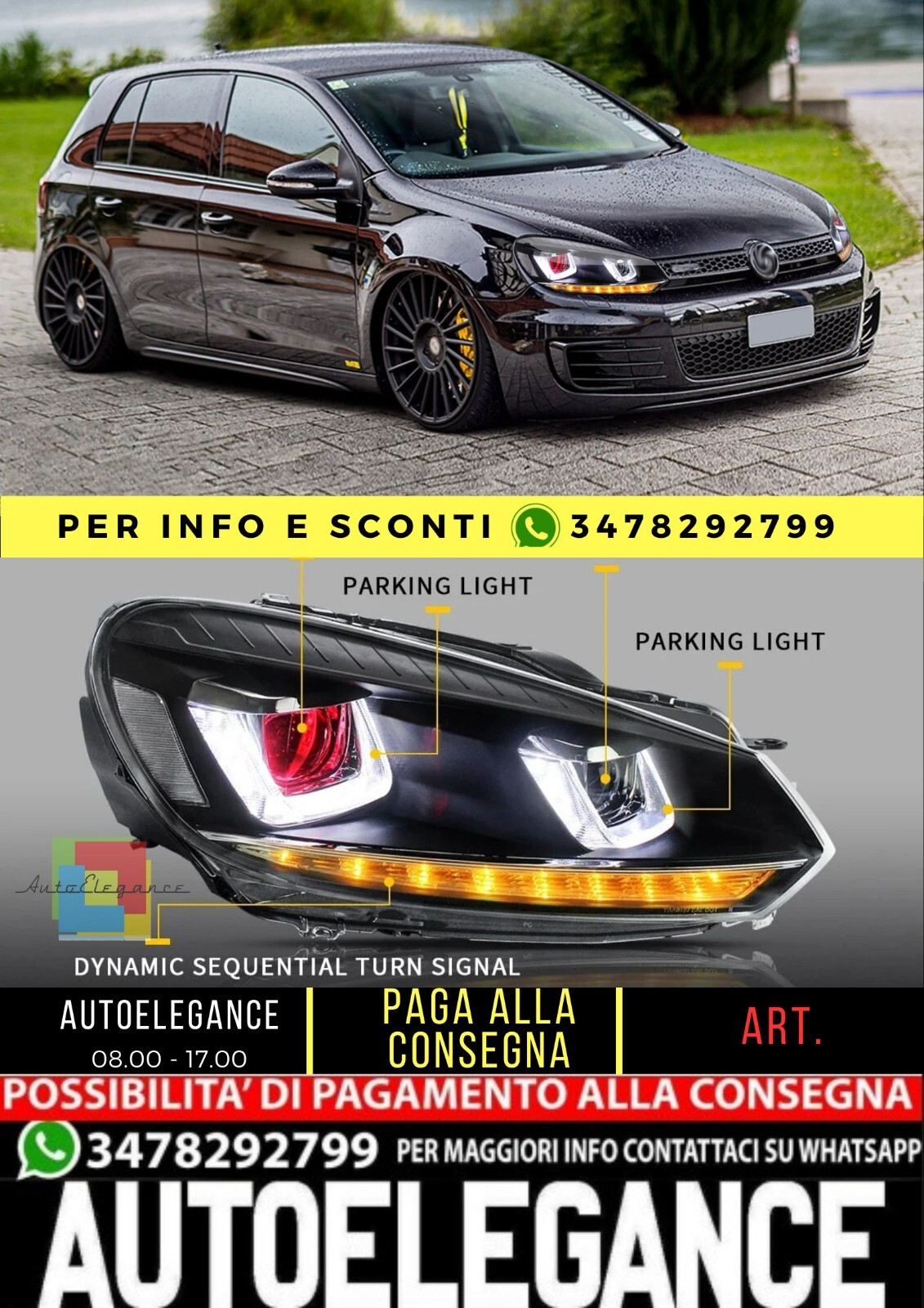Fari Demon Eye con 2 lampadine LED D2S per Volkswagen Golf 6 / MK6 2010-2014