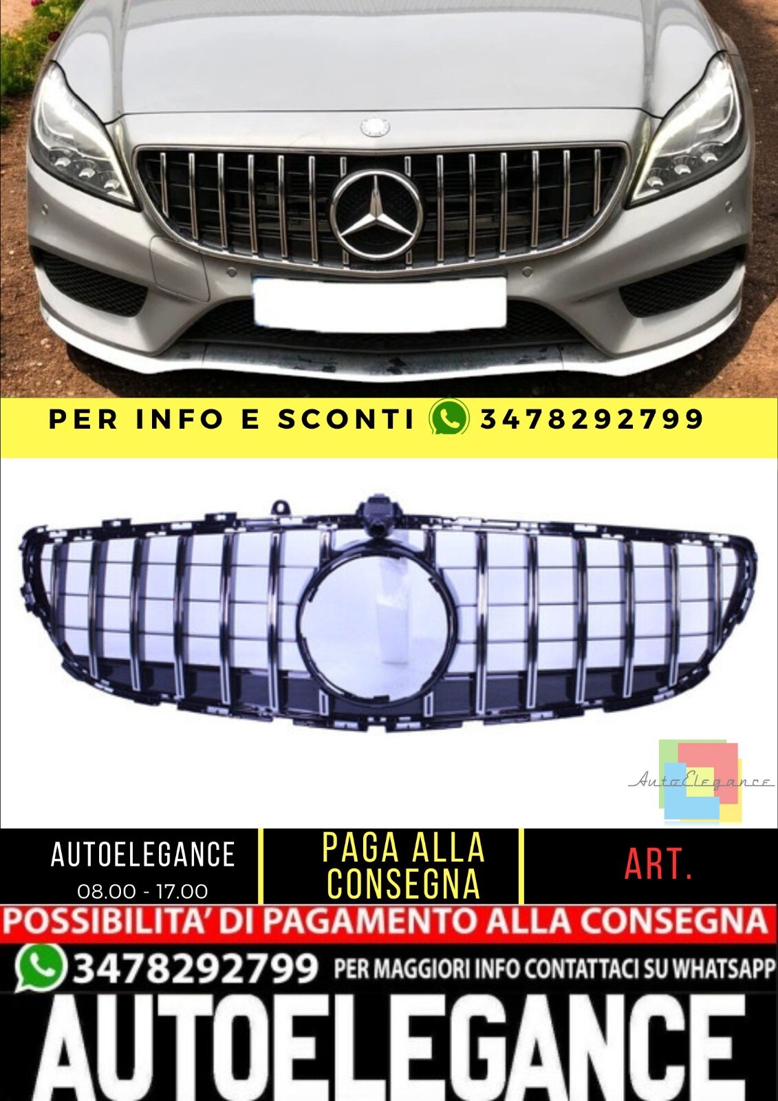 Griglia cromata compatibile con Mercedes CLS facelift W218PANAMERICANA