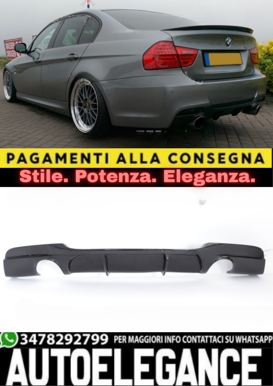 SPOILER / DIFFUSORE PARAURTI POSTERIORE BMW E90 / E91 M PACKAGE