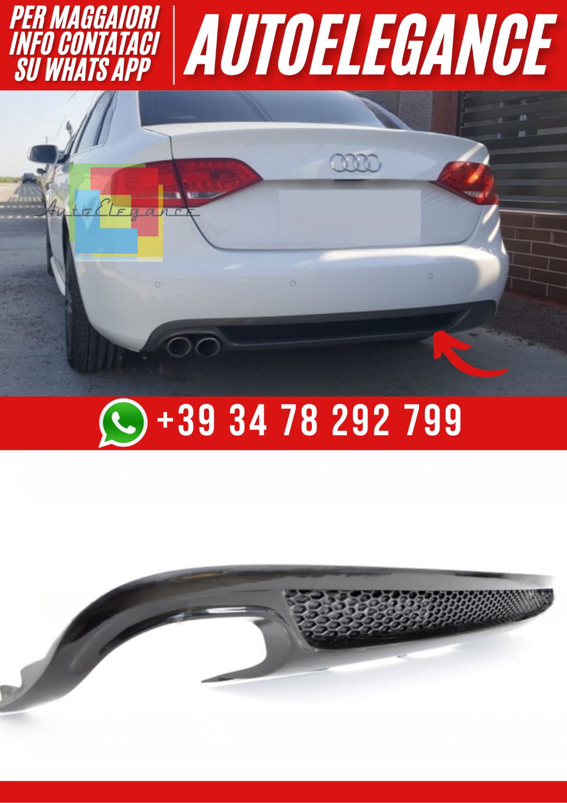 ?? Diffusor Hinten Ver. 4 f&uuml;r Audi A4 B8 Limousine 2008&ndash;2011 ??