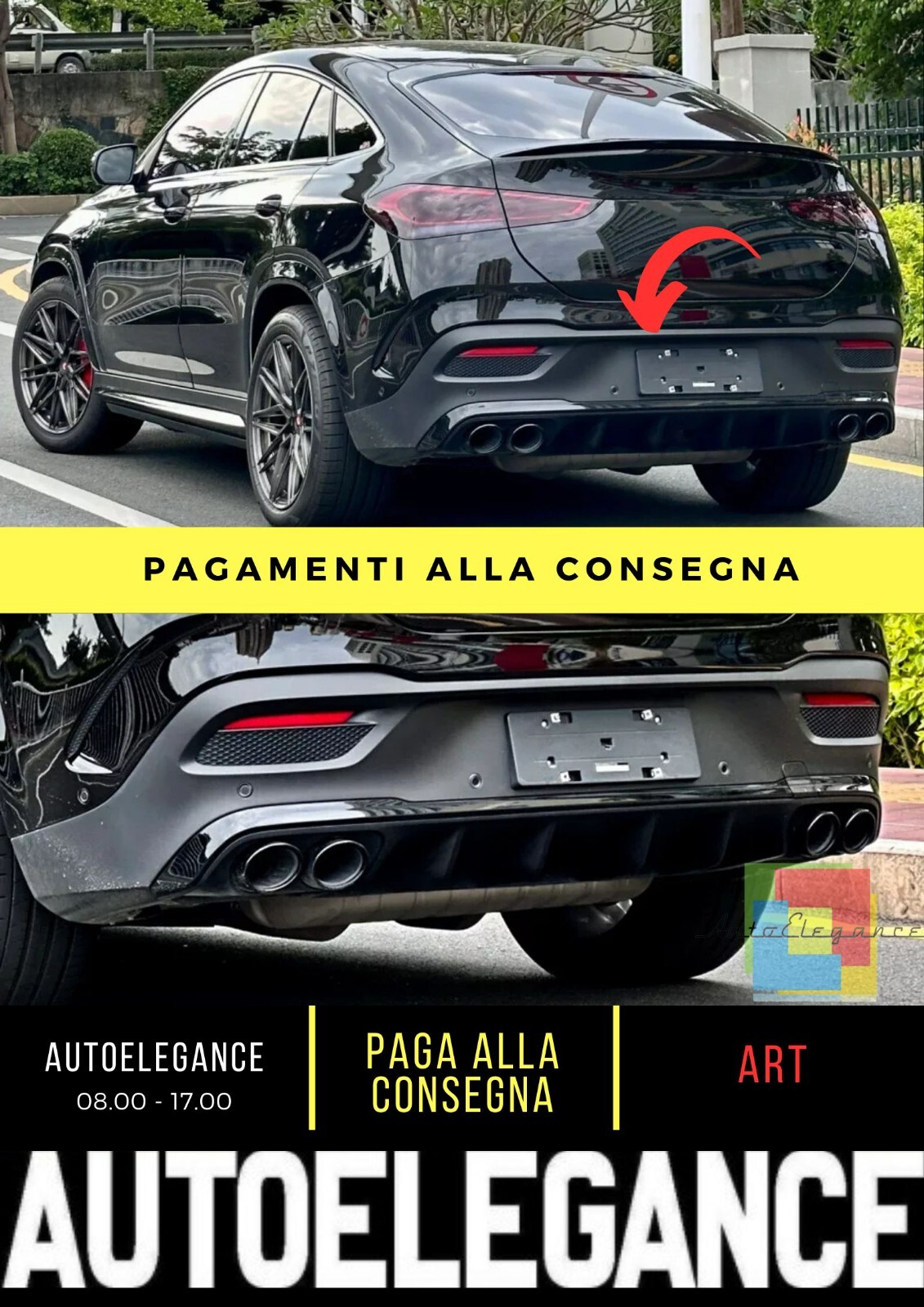 Diffusore posteriore terminale tuning adatto per Mercedes GLE W167 C167 nero