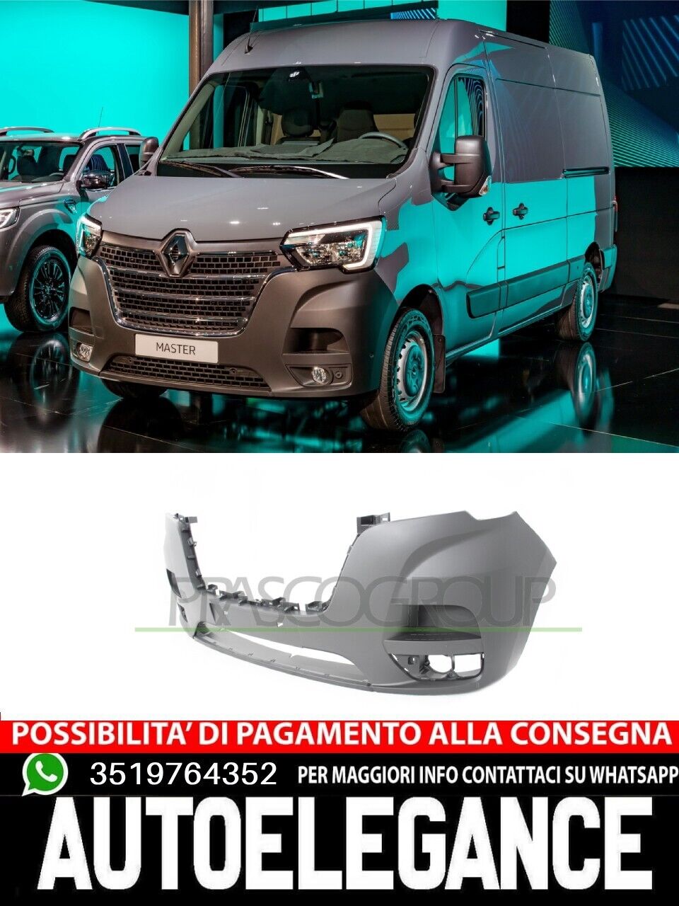 Paraurti Prasco Anteriore  NERO GOFFRATO per RENAULT MASTER  620104124X