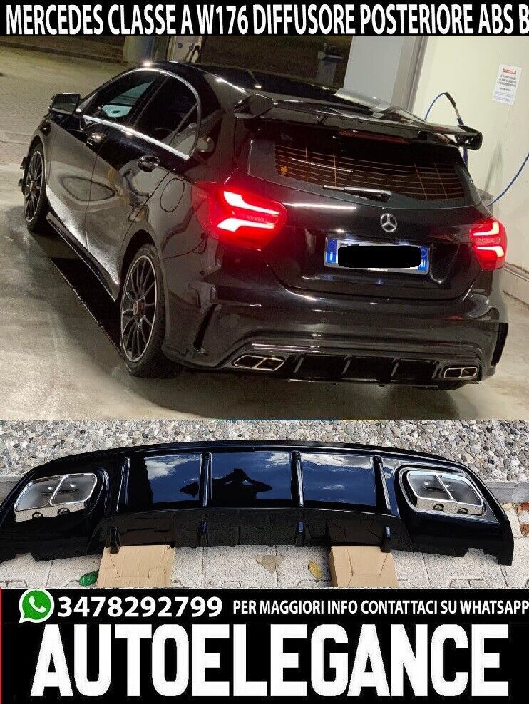 Mercedes Klasse A W176 2012-2018 Diffusor Hinten Anschl&uuml;sse Look AMG A45 Bla