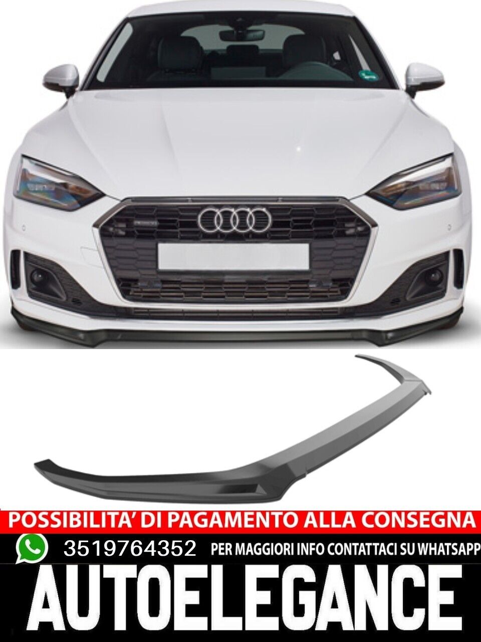 Cup-Spoilerlippe mit ABE f&uuml;r Audi A5 F5 Basis / Advanced