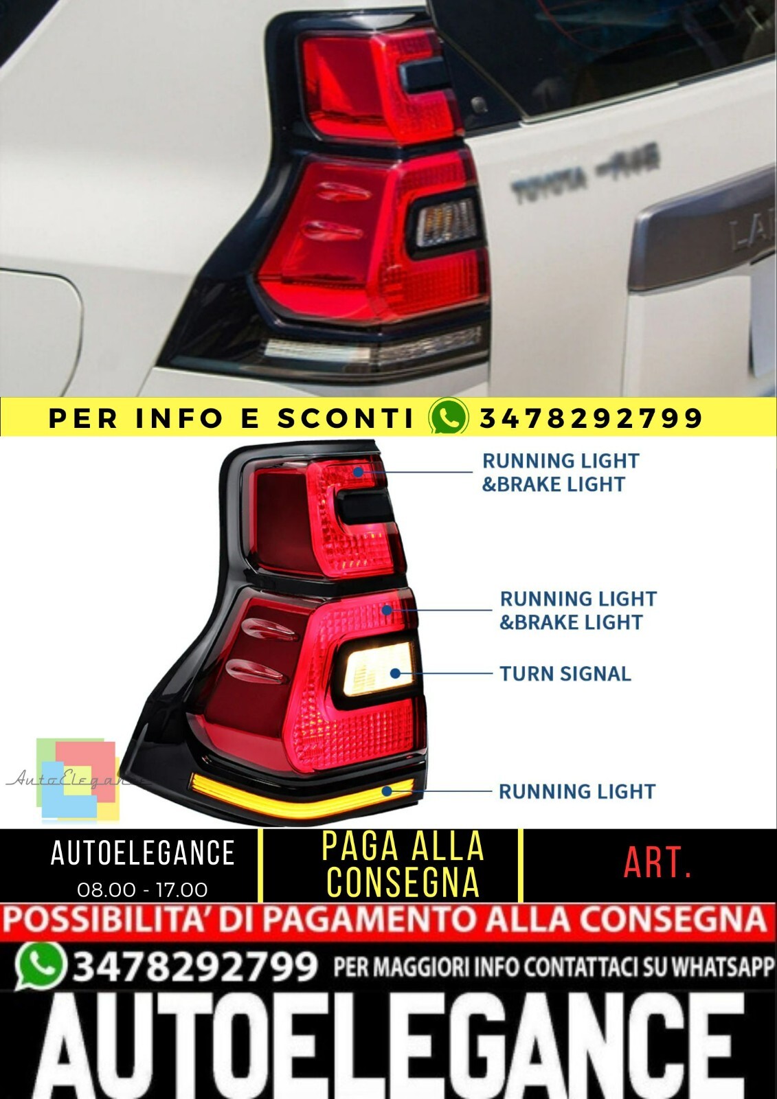 Fanali posteriori Full LED per Toyota Land Cruiser Prado 2010-2016