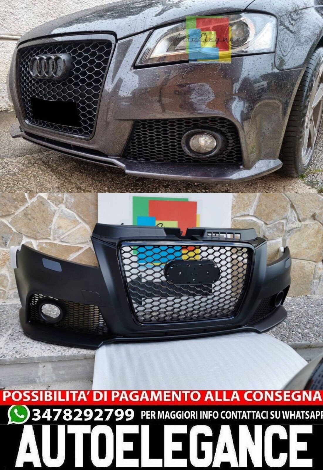 FRONTSTO&szlig;STANGE, GEEIGNET F&Uuml;R AUDI A3 8P LIFT RESTYLING 2008-2011 LOOK RS3