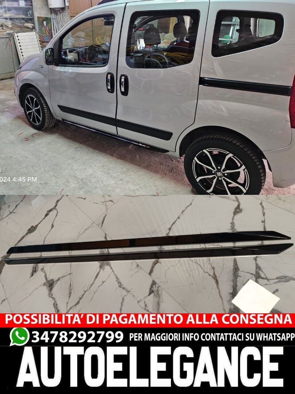 Schweller Geeignet f&uuml;r Fiat Fiorino Schwarz Gl&auml;nzend 2008-2021