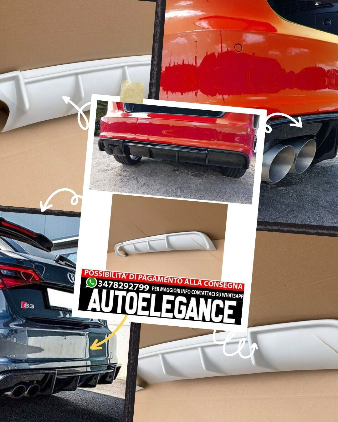 DIFFUSORE adatto per AUDI A3 8V S-LINE (2013-2016)