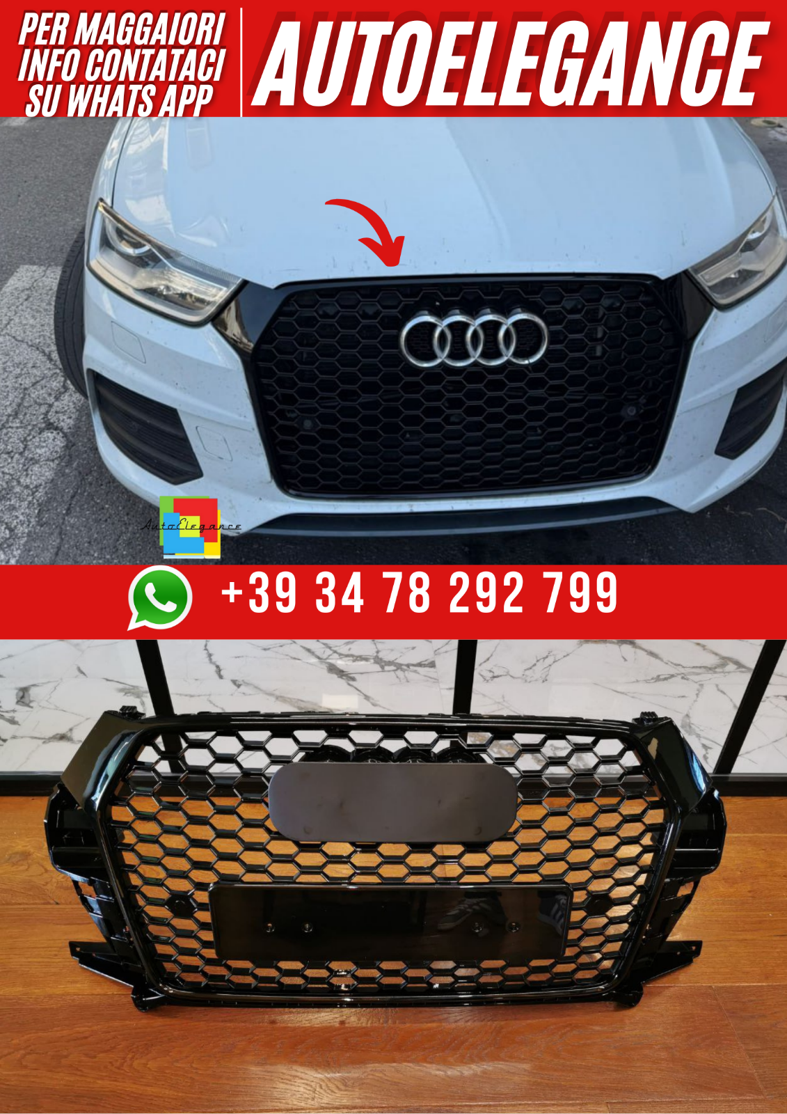 💕ART. 0579 GRIGLIA Q3 8U 2016-2019 LOOK RSQ3 NERA💕