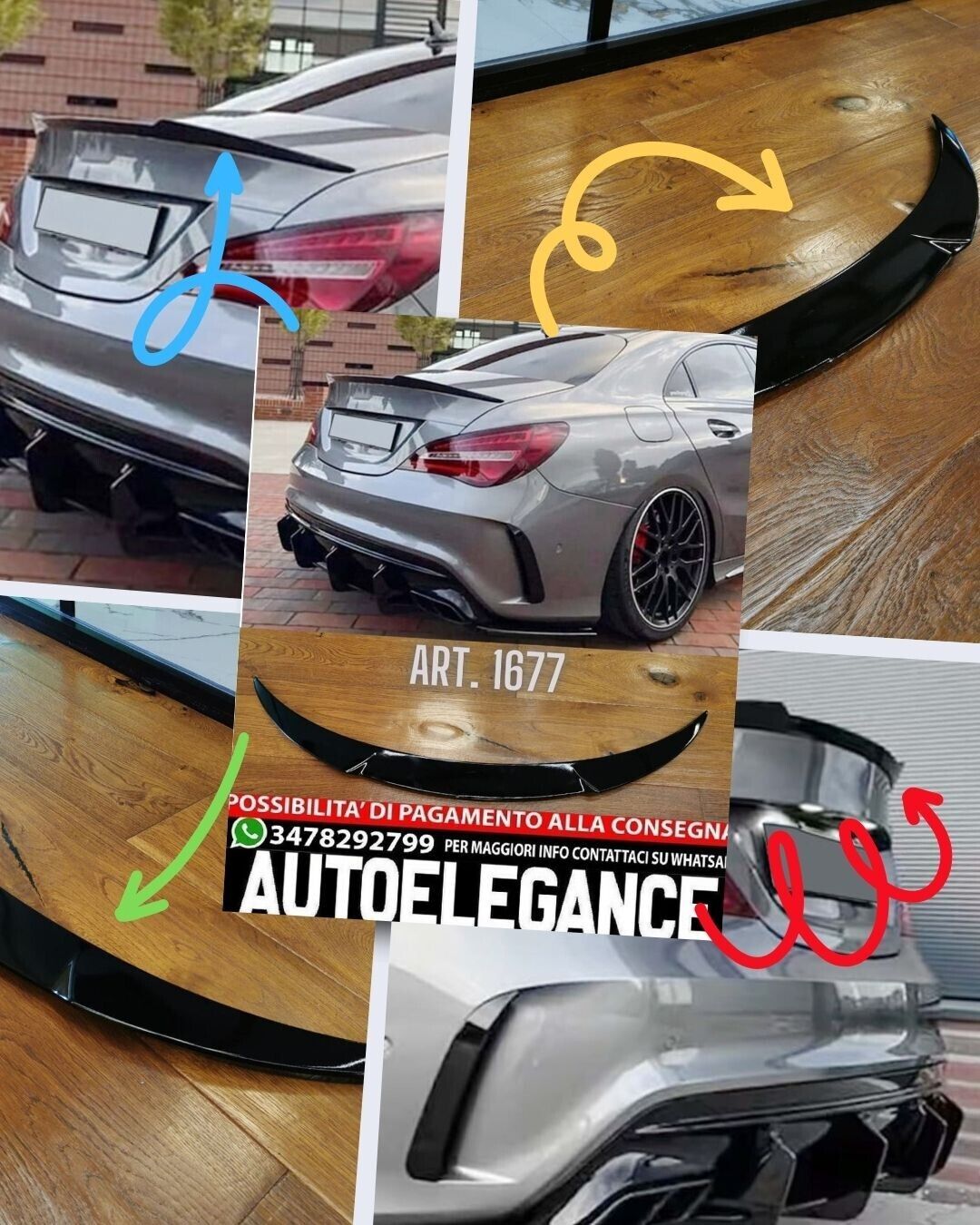 SPOILER GEEIGNET F&Uuml;R MERCEDES CLA C117 2013+ SCHWARZGL&Auml;NZEND LOOK SPORTLICHES DE