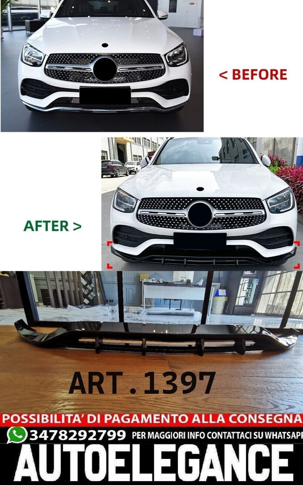 DIVISOR APTO PARA MERCEDES GLC X253 C253 2020-2022 AMG NEGRO BRILLANTE