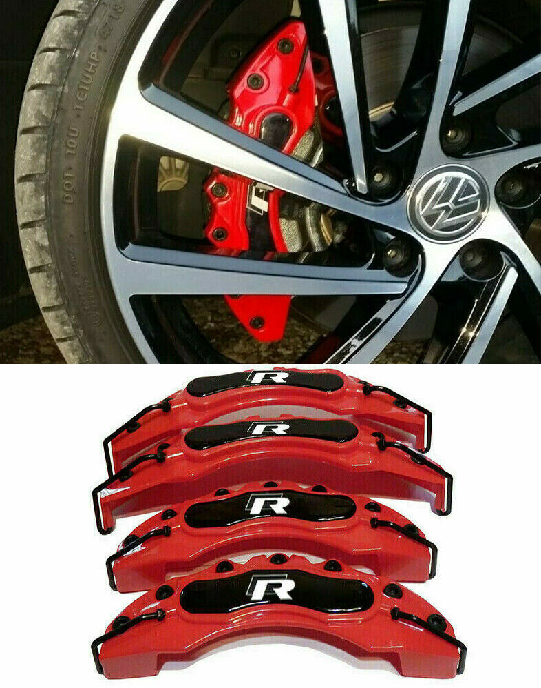 VW SET 4x COVER COPRI PINZE FRENI ROSSO ANTERIORI & POSTERIORI LOOK RLINE -1