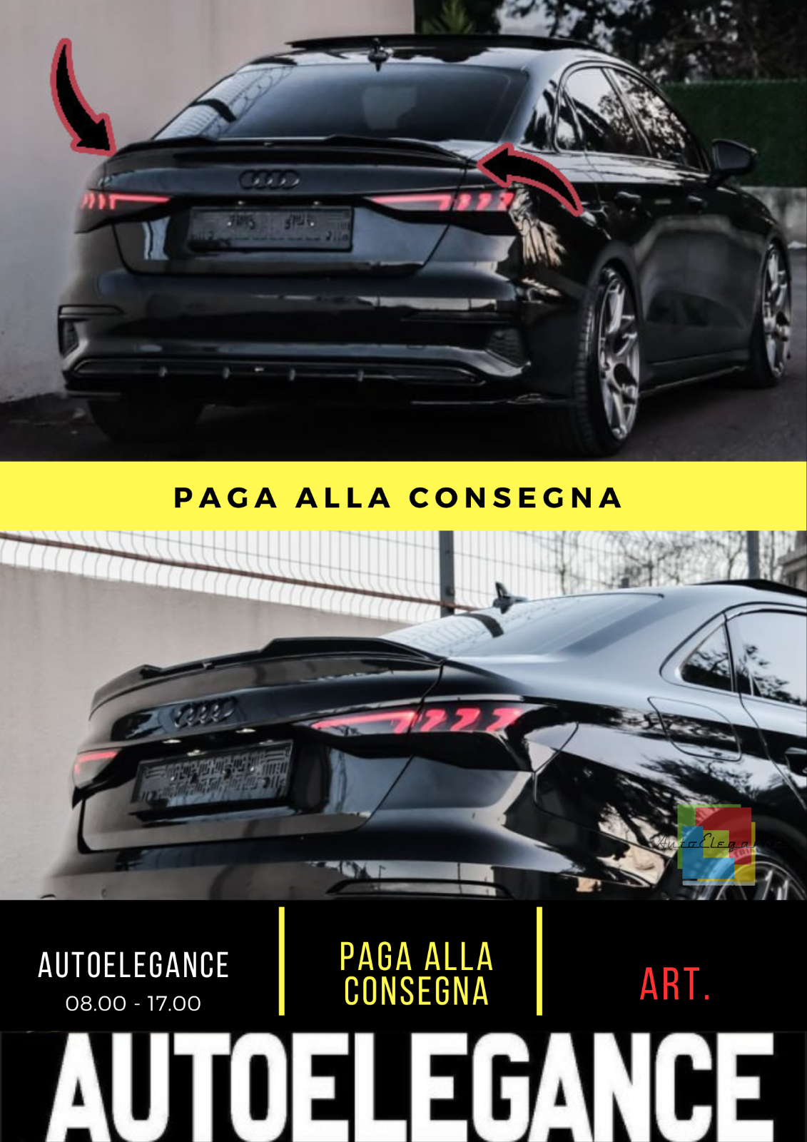 Spoiler sul tetto Adatto Per AUDI A3 8Y Berlina/Sportback 20-24