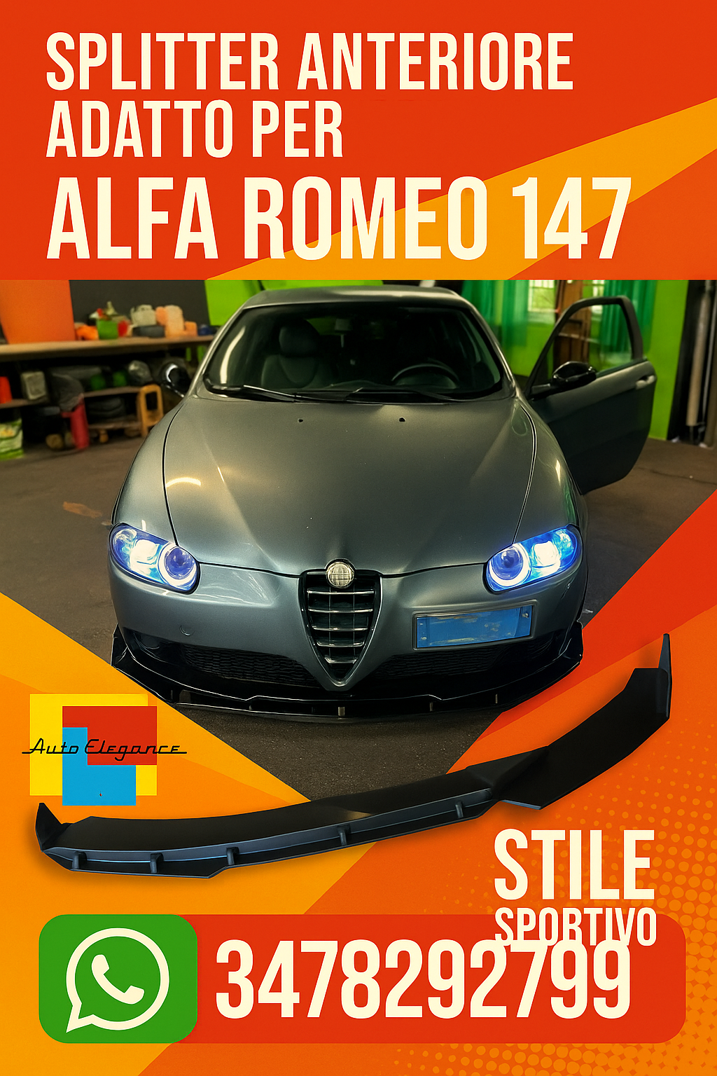 0037Splitter nero lucido 3 pezzi Adatto Per alfa romeo 147