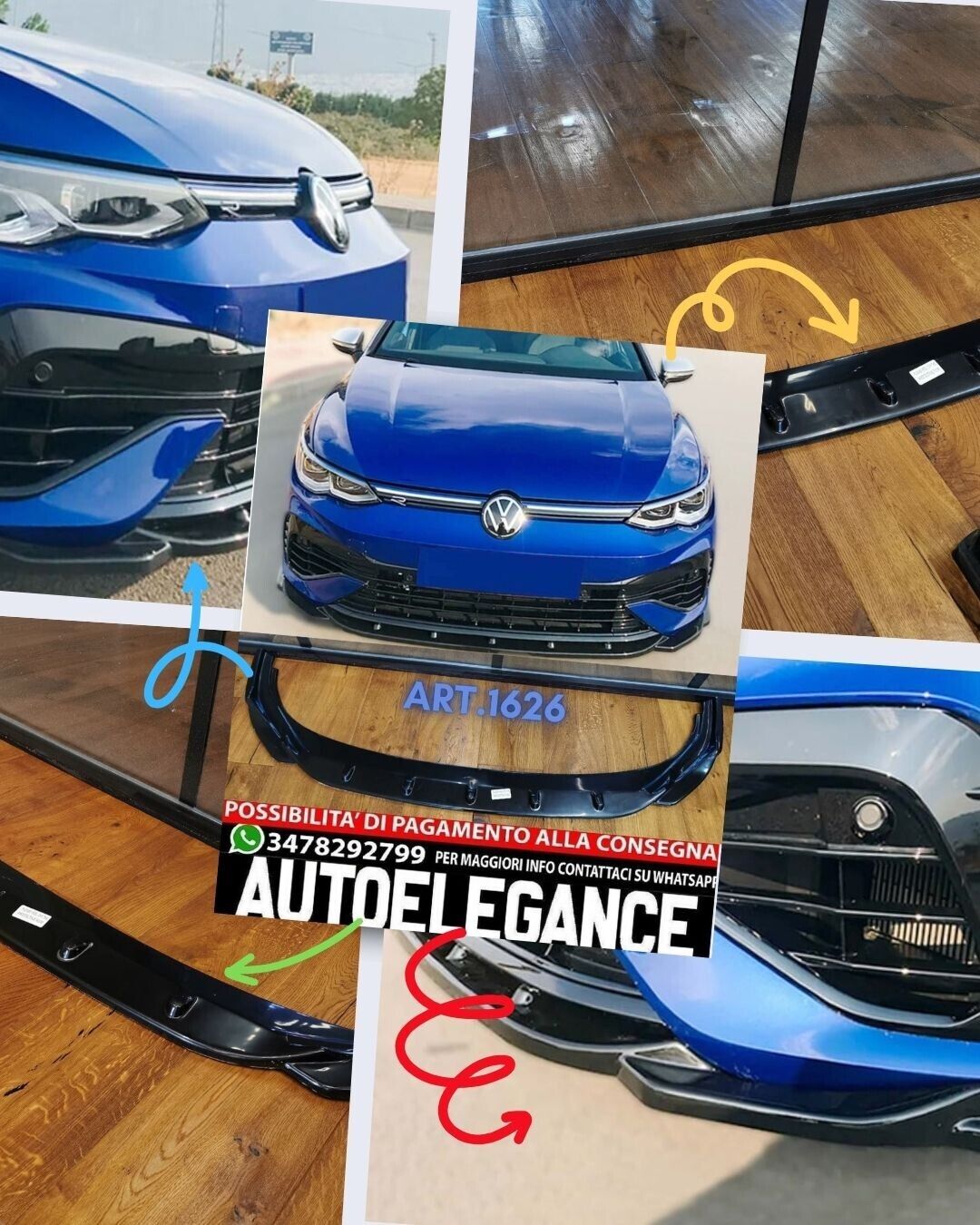 SPLITTER PASSEND F&Uuml;R VW GOLF 8 R LOOK GLOSS BLACK V1 SPORTLICHES DESIGN