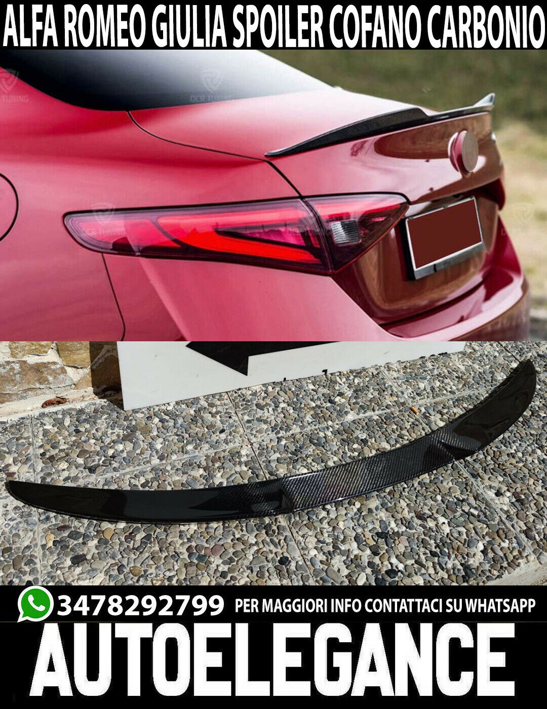 Spoiler Motorhaube Alfa Romeo Giulia 2015-2021 Desing Sport Carbon Look Schnell