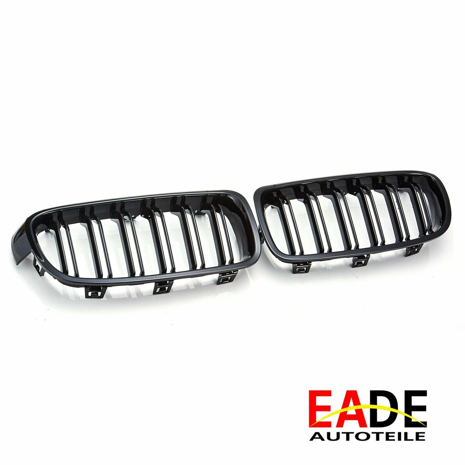 Gitter Heizk&ouml;rper Doppelt BAR Nieren Gl&auml;nzend Schwarz F&uuml;r BMW F30 Serie 3 Jahr