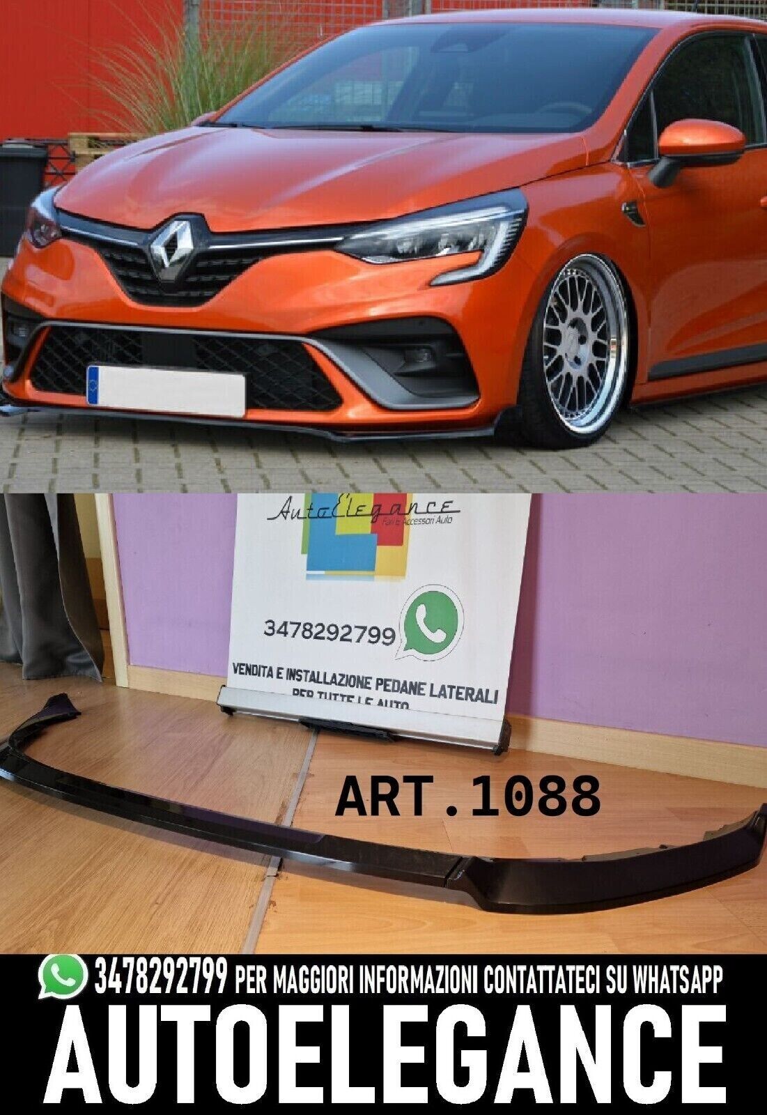 RENAULT CLIO 5 SPLITTER RS LOOK EVO V1 DISE&Ntilde;O DEPORTIVO NEGRO BRILLO