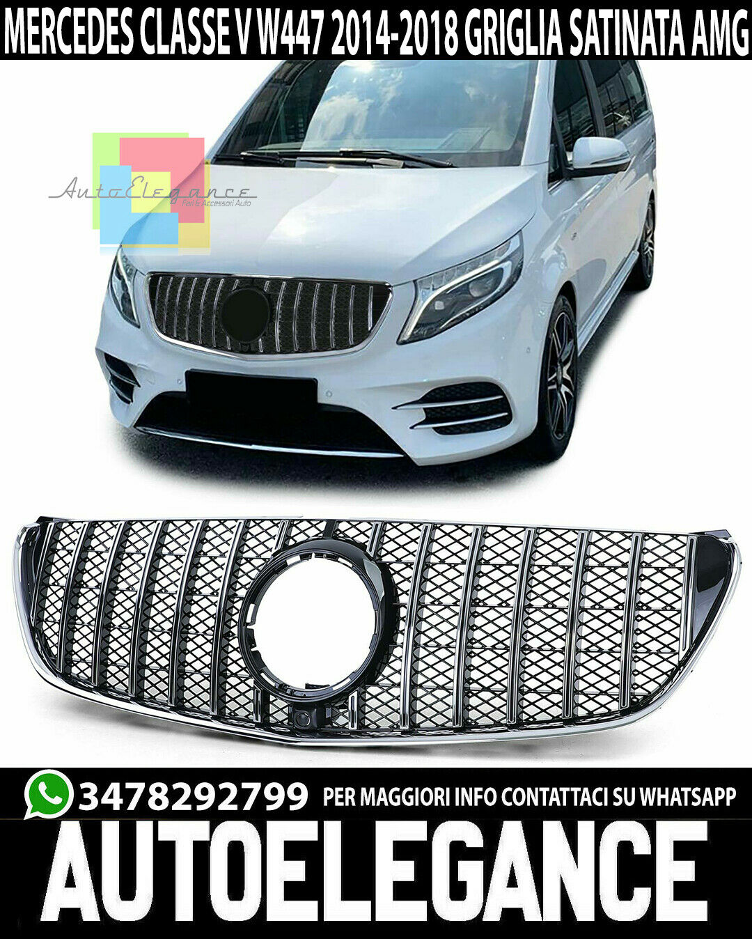 Gitter Vorne Mercedes Classe V W447 2014-2018 Verkleidung Profile Satiniert