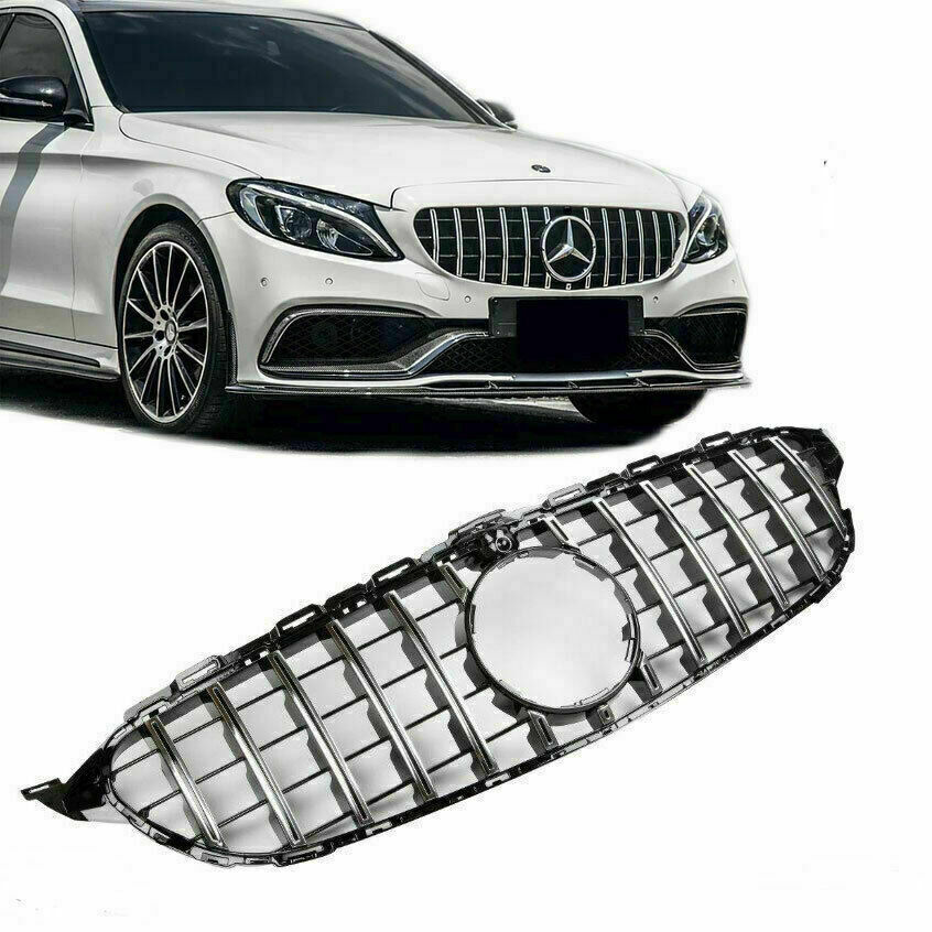 GRIGLIA ANTERIORE MERCEDES CLASSE C W205 2019+ LIFT MASCHERINA PROFILI SATINATI