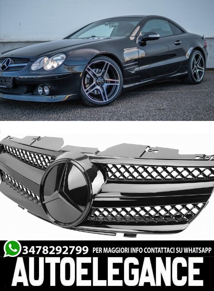 Mercedes Classe Sl R230 01-06 Gitter Vorne Look AMG K&uuml;hlergrill Schwarz Black