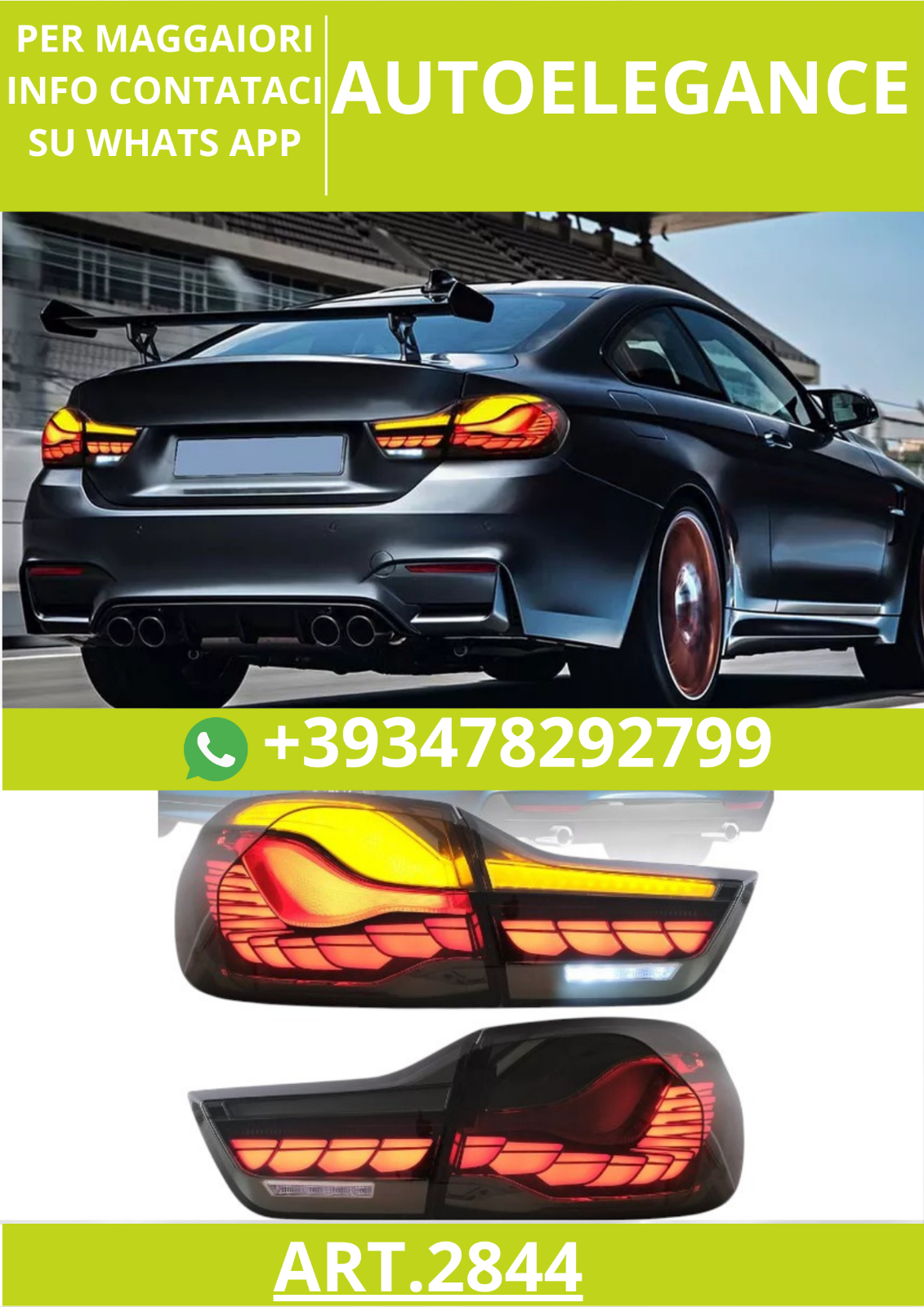 ART.2844 Lumi&egrave;res Arri&egrave;re Vland LED GTS Fum&eacute; pour BMW Serie 4/M4 (2014 - 2020