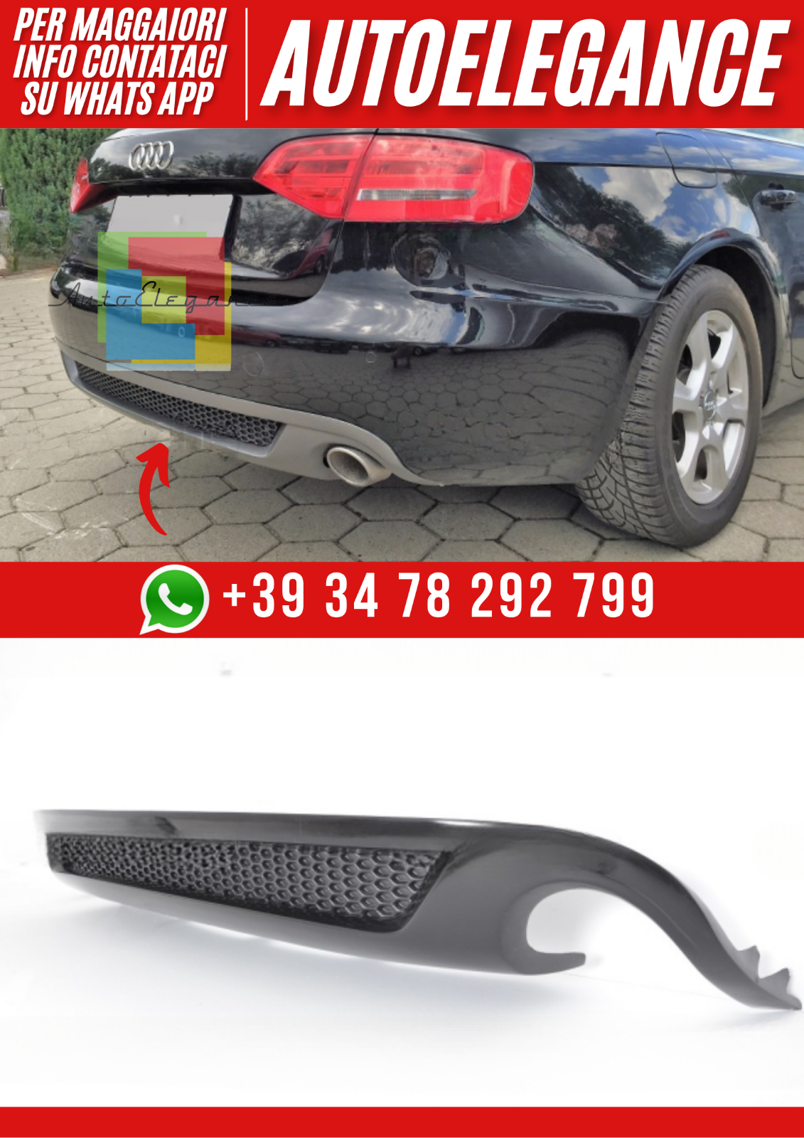 ??Diffuseur Arri&egrave;re Ver. 3 pour Audi A4 B8 Berline 2008&ndash;2011 ??