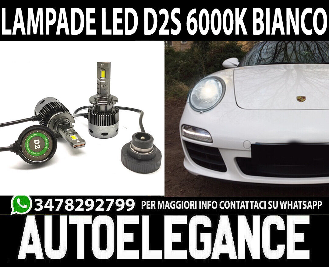 COPPIA LAMPADE D2S A LED 6000K BIANCO PER PORSCHE 911 997 12000LM CANBUS