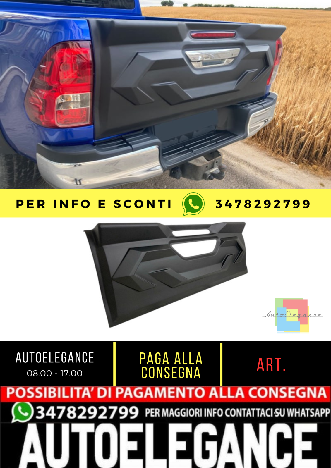 ? Cover Motorhaube Hinten Geeignet f&uuml;r Toyota Hilux 8 2015 + Off Road Style ?