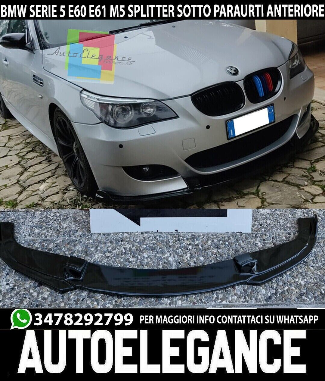 Unterer Sto&szlig;f&auml;nger passend f&uuml;r BMW 5er E60 E61 M5 Frontsto&szlig;stangen-Splitter, ABS
