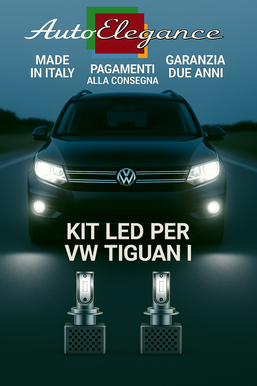 KIT LED D1S 6000K Anabbaglianti + Fendinebbia per VW Tiguan | Bianco CANBUS