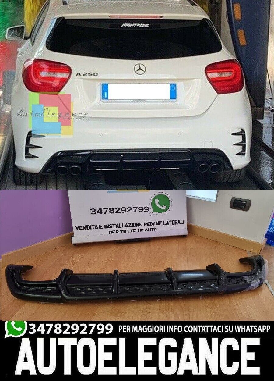 MERCEDES CLASE A W176 2012-2018 DIFUSOR TRASERO ABS NEGRO BRILLANTE look AMG