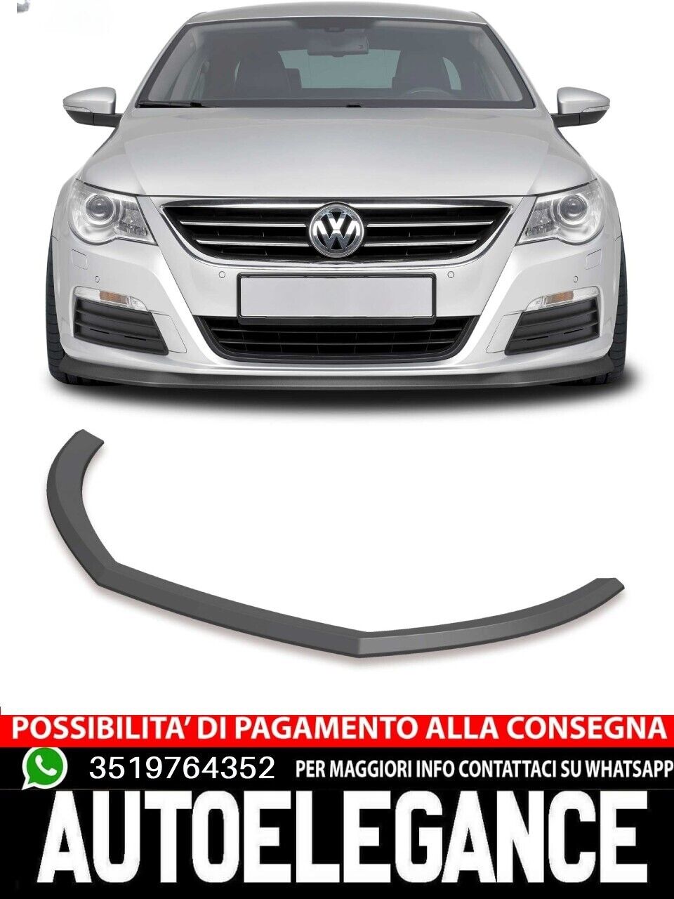 SPOILER SPILTTER ADATTO PER VW Passat CC LOOK NERO LUCIDO DESIGN SPORTIVO