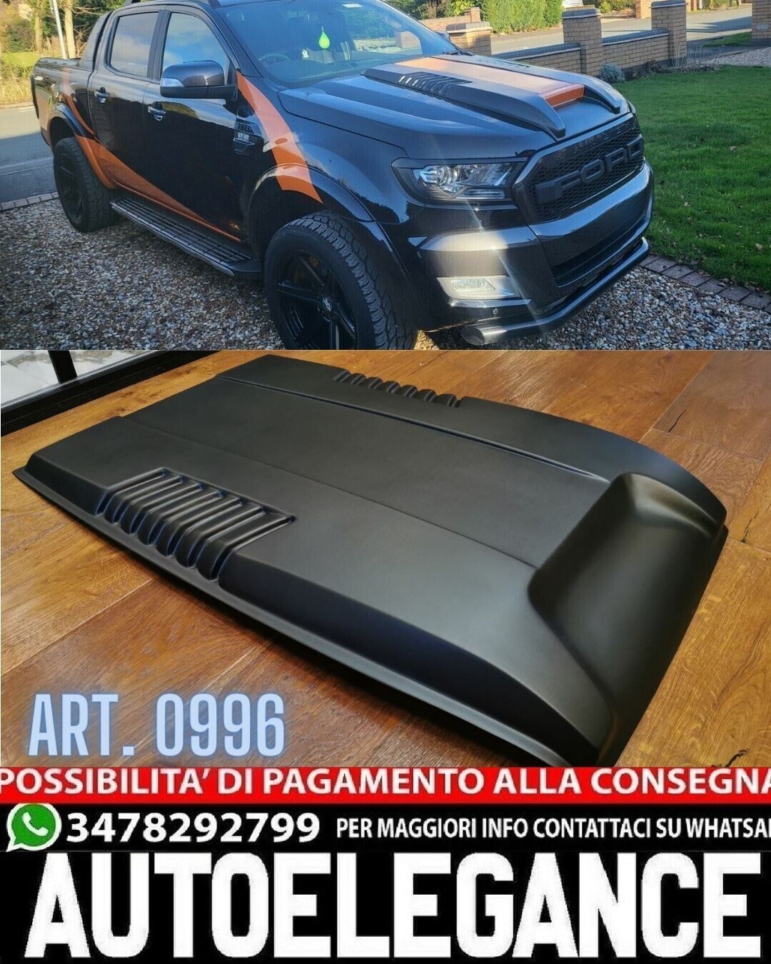 Prise Air Coffre Adapt&eacute; Pour Ford Ranger T6 T7 T8 2015-2022 Look Wildtrack Noir