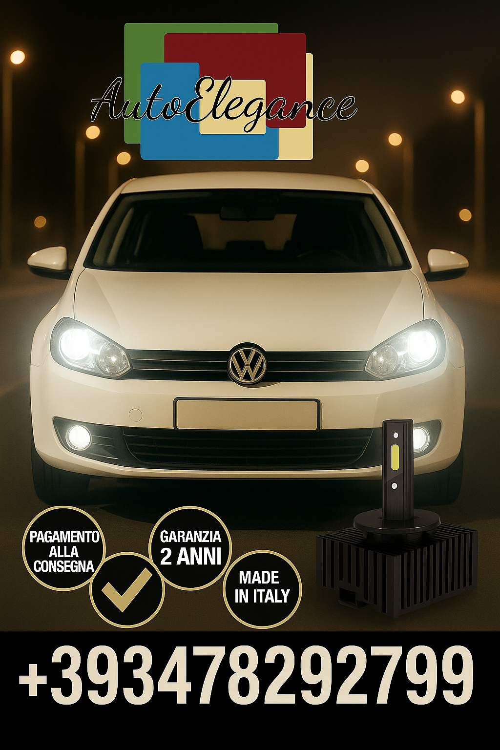 KIT LED D1S 6000K BIANCO CANBUS – Anabbaglianti per VW Golf VI