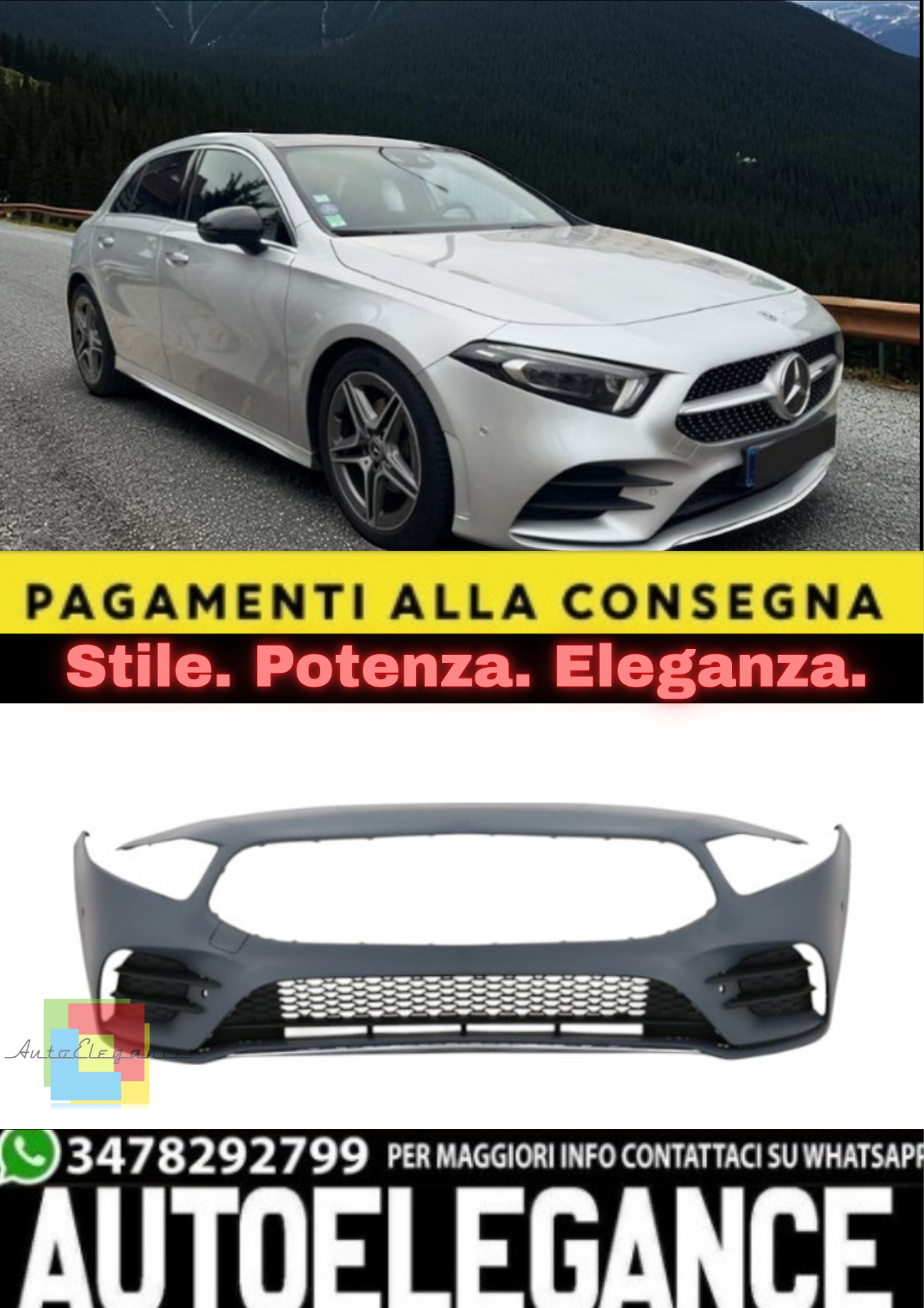 Paraurti Anteriore Look A35 / AMG-Line per Mercedes Classe A (W177)