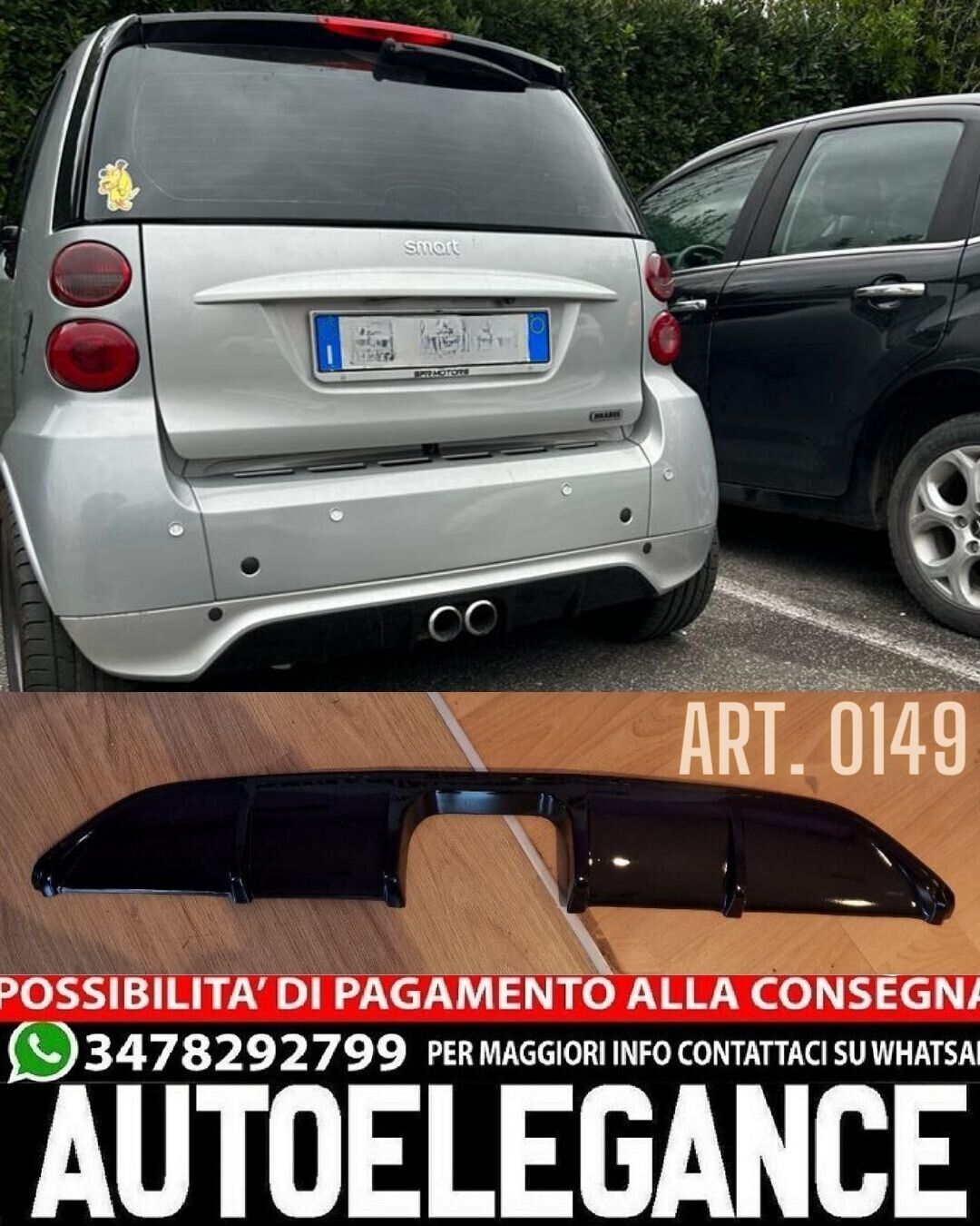 DIFFUSOR GEEIGNET F&Uuml;R SMART 451 2007-2014 GL&Auml;NZENDER SCHWARZLOOK, SPORTLICHES DE