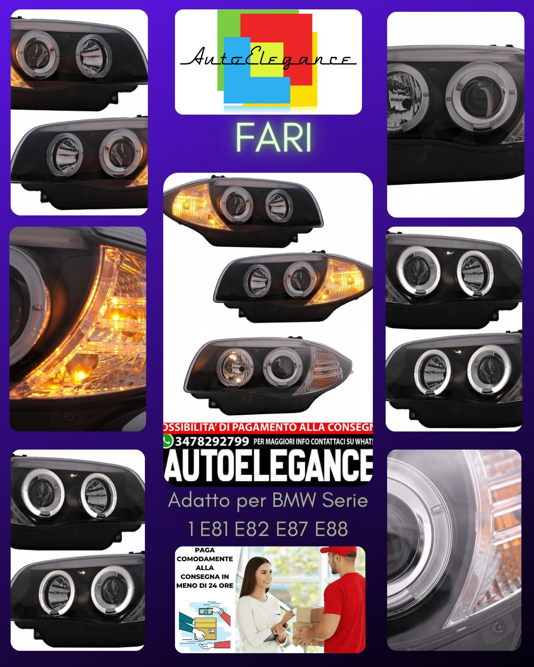 Angel Eyes Phares Appropri&eacute;s pour BMW Serie 1 E81 E82 E87 E88 (2004-2011) Noir
