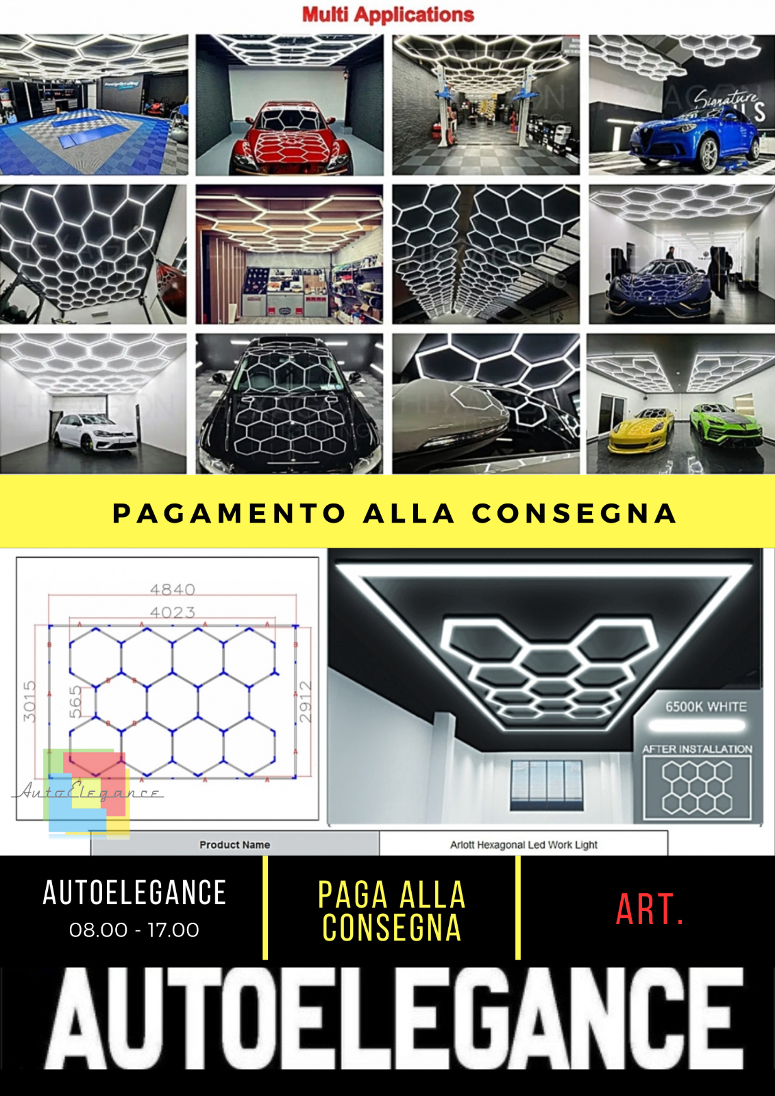 🔆🌟Sistema di illuminazione a soffitto a nido d'ape esagonale 4,02 x 2,91 m🌟🔆