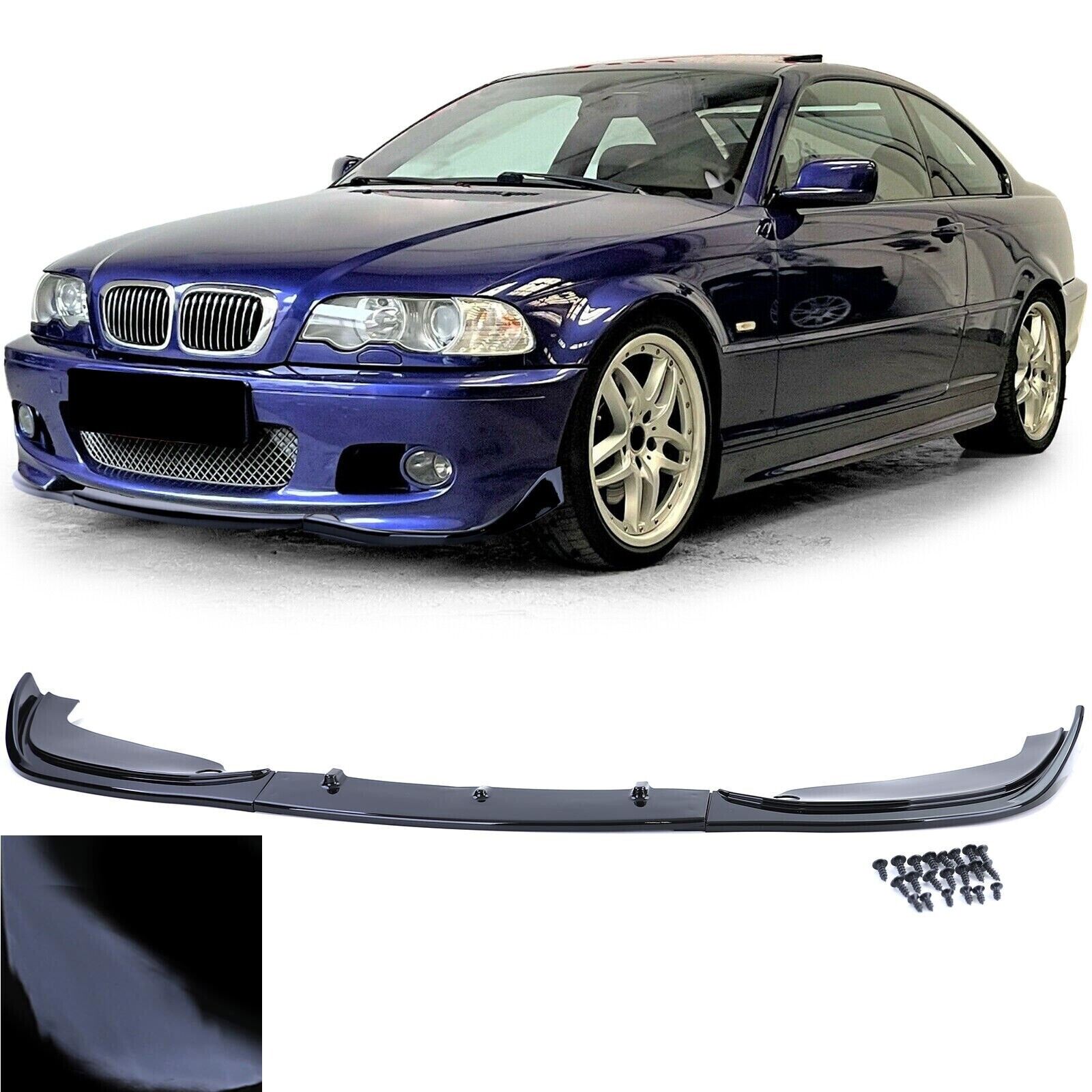 Spoiler anteriore labbro performance nero lucido adatto per BMW E46 Coupe Cabrio