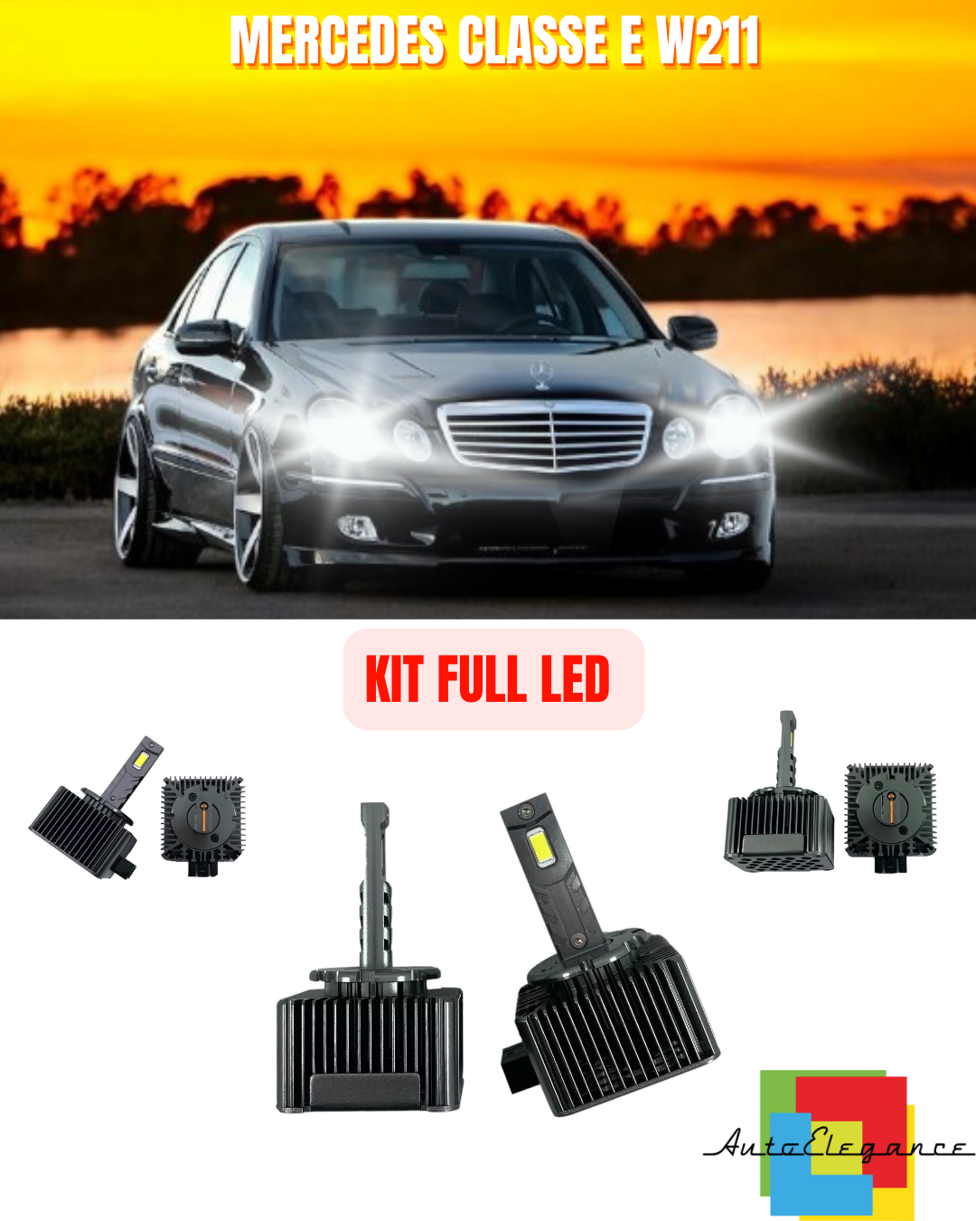 ?KIT LED LÁMPARAS ANTI-GLARE D1S LED 6000K ADECUADO PARA MERCEDES CLASE E W211 ?